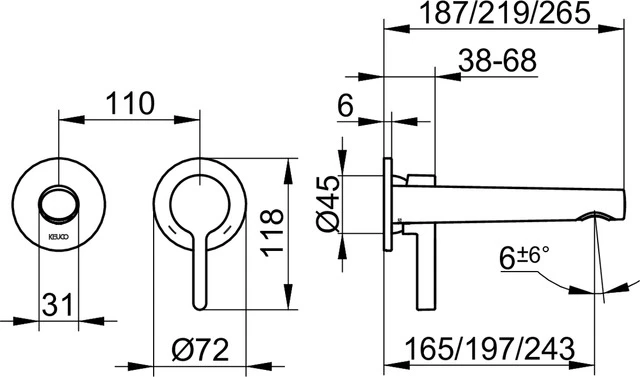 Edition 400 51516050202 Einhebel-Waschtischmischer UP Wandmontage Ausladung 265 mm Nickel gebürstet