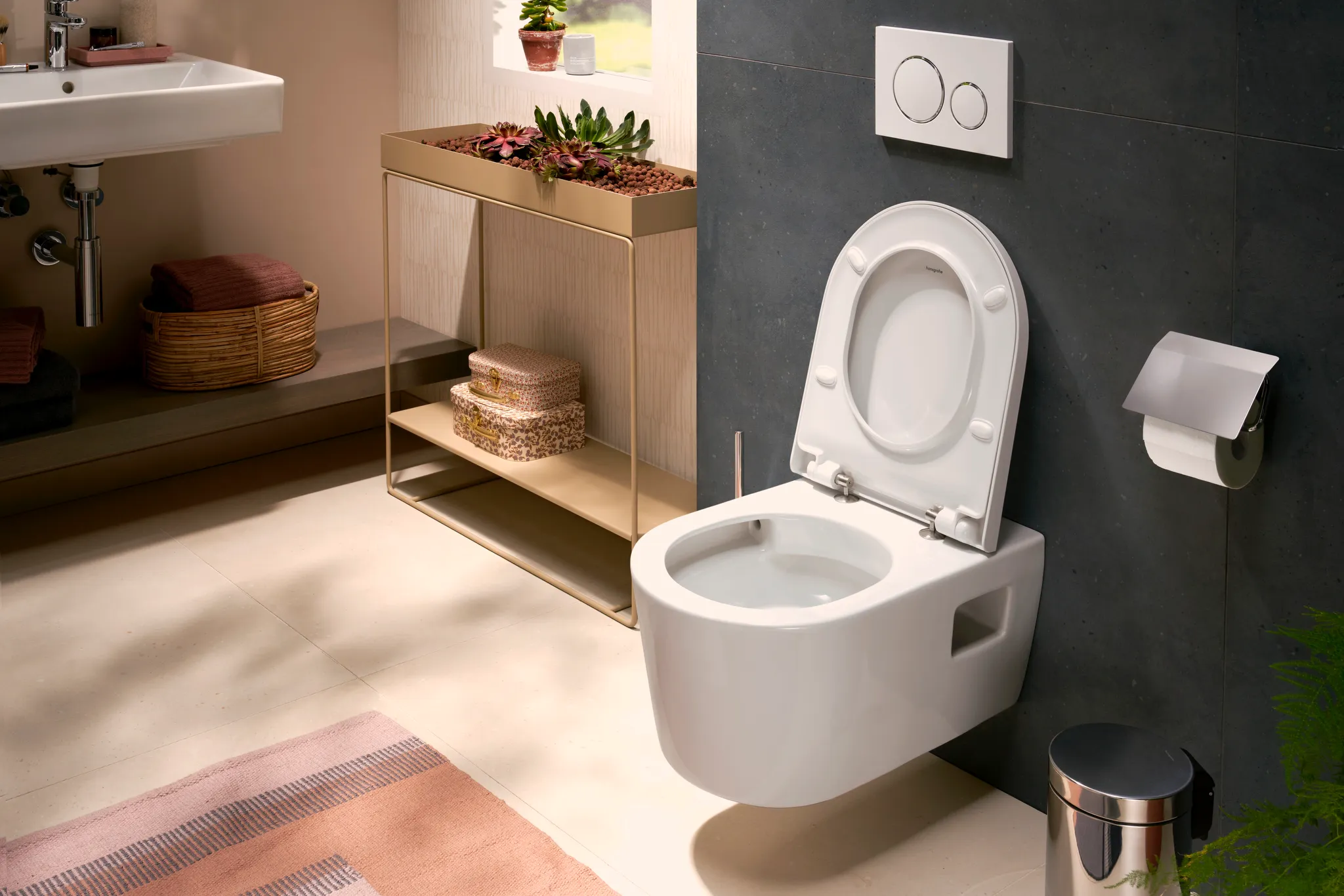 EluPura Original S Wand WC Set 540 AquaChannel Flush, HygieneEffect mit WC-Sitz mit SoftClose und QuickRelease Weiß