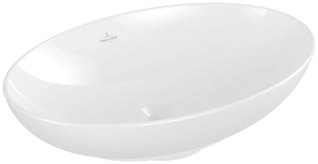 Villeroy & Boch Aufsatzwaschtisch aus TitanCeram „Loop & Friends“ 560 × 380 × 150 mm, ohne Hahnlochbohrung in Weiß Alpin