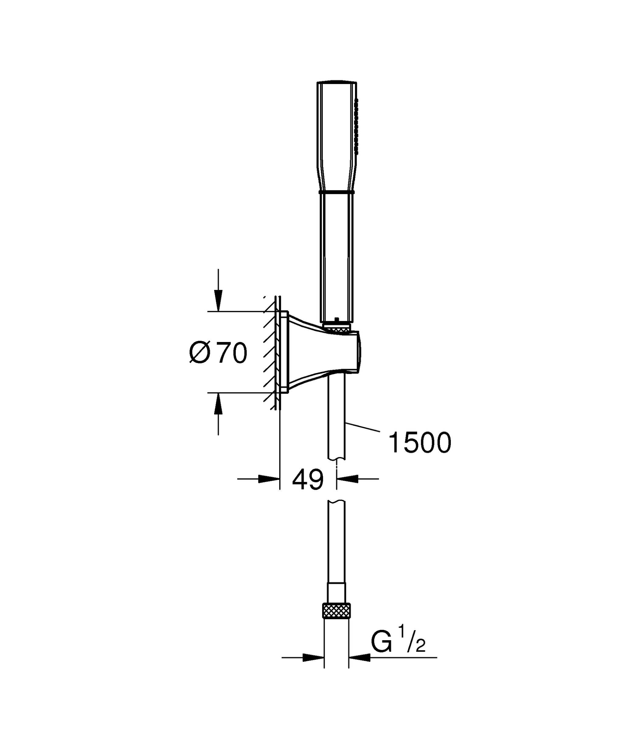 Wandhalterset Grandera Stick 26901, 1 Strahlart, 7,6 l/min Durchflusskonstanthalter, chrom
