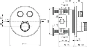 Armaturen-Paket Ceratherm Navigo Chrom, Brausethermostat Unterputz Bausatz 2 für Fertigmontage, Wandanschlussbogen Unterputz, Handbrause-Set, Kopfbrause, Wandanschluss Armaturen-Paket Ceratherm Navigo Chrom, Brausethermostat Unterputz Bausatz 2 für Fertigmontage, Wandanschlussbogen Unterputz, Handbrause-Set, Kopfbrause, Wandanschluss