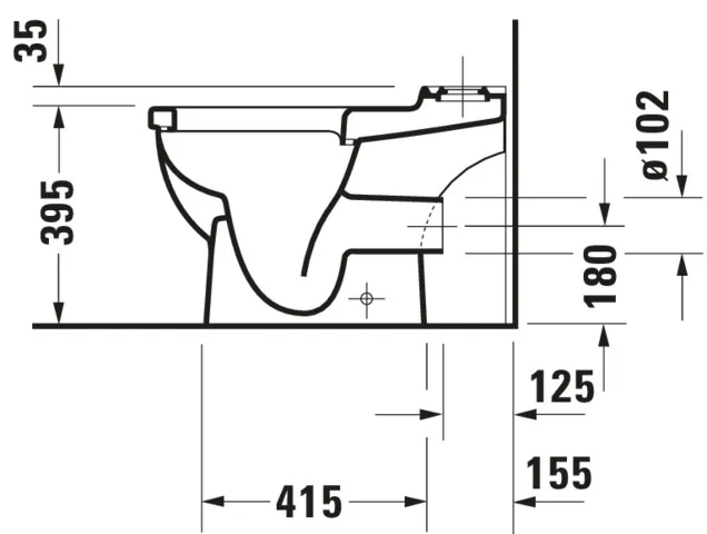 Stand-WC Kombi Starck 3 655 mm Tiefspüler, fürSPK, Abg.waagr., weiß