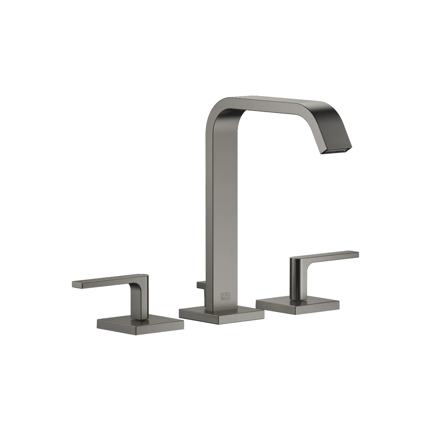 Dornbracht IMO Waschtisch-Dreilochbatterie mit Ablaufgarnitur - Dark Platinum gebürstet, Ausladung 165 mm, Armaturenhöhe 220 mm, Bohrungsdurchmesser 