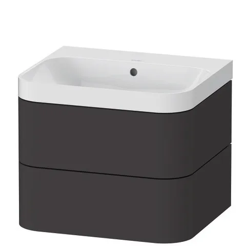 Duravit Waschtischunterschrank c-shaped Set wandhängend „Happy D.2 Plus“ 57,5 × 48 × 49 cm Graphit Supermatt