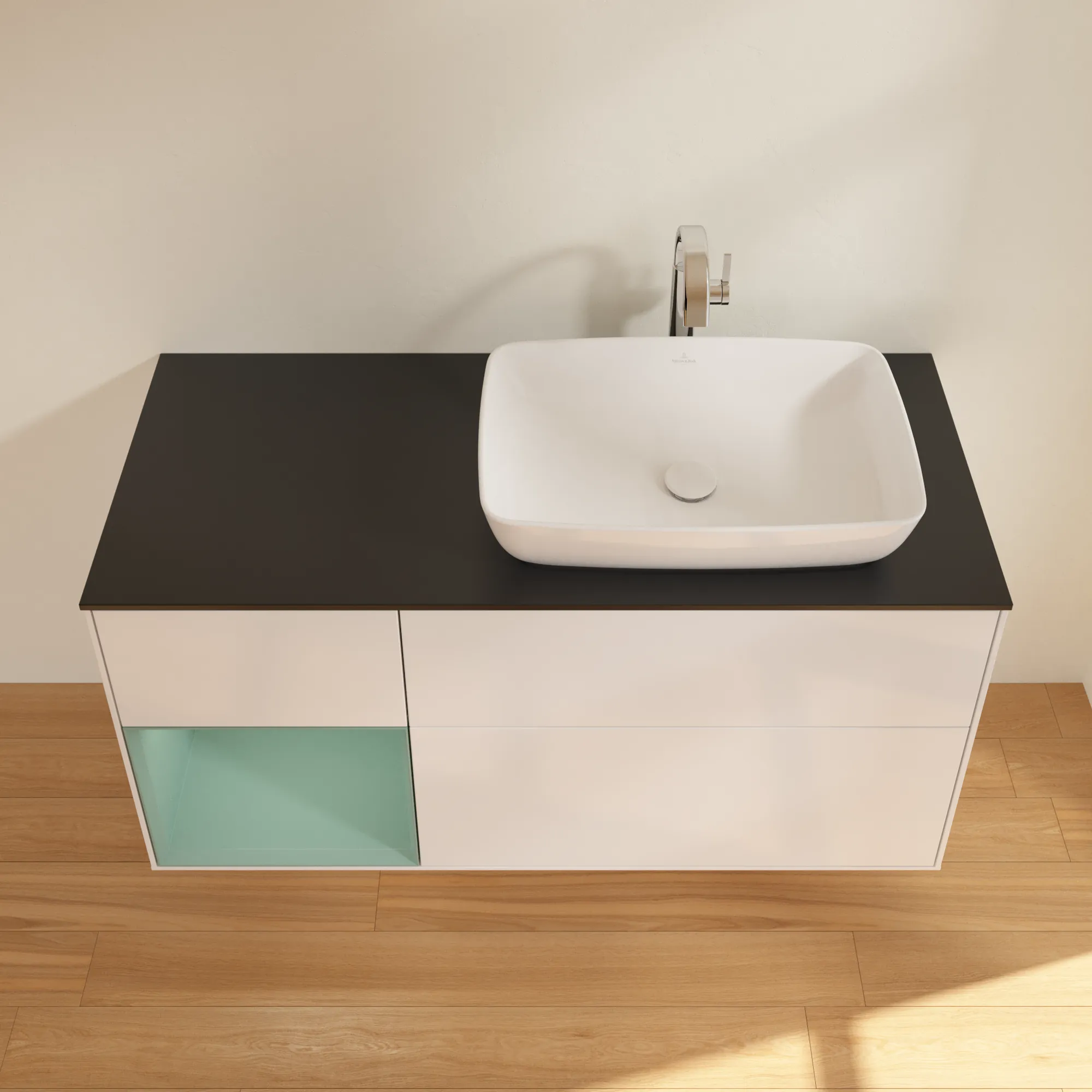 Villeroy & Boch Waschtischunterschrank „Finion“ für Schrankwaschtisch 1200 × 603 × 501 mm Glossy White Lacquer, für Becken rechts