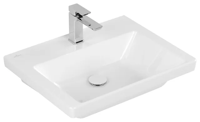 Villeroy & Boch Wandwaschtisch aus TitanCeram „Subway 3.0“ 600 × 470 × 165 mm, ohne Hahnlochbohrung, Hahnlochposition mittig in Weiß Alpin Villeroy & Boch Wandwaschtisch aus TitanCeram „Subway 3.0“ 600 × 470 × 165 mm, ohne Hahnlochbohrung, Hahnlochposition mittig in Weiß Alpin