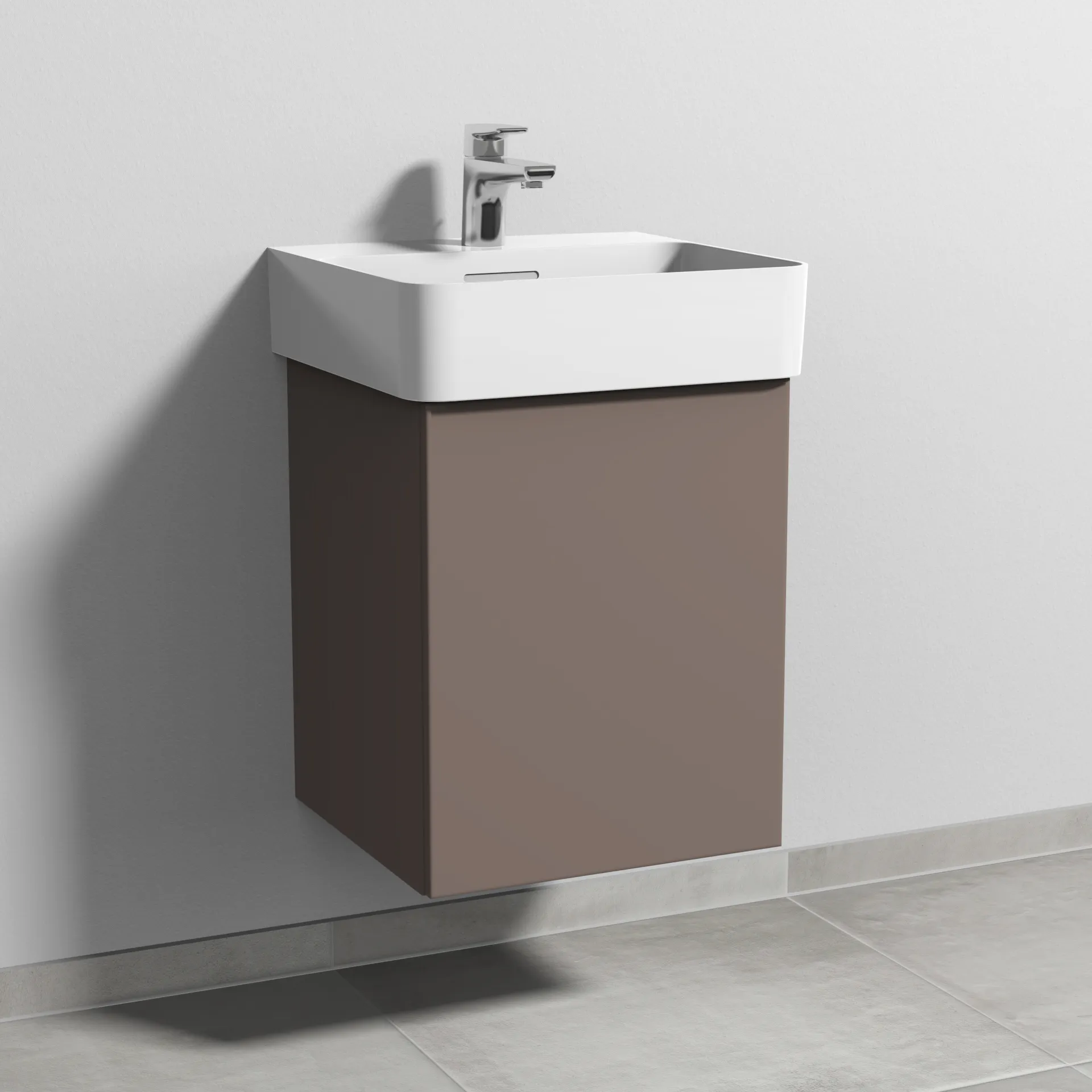 Sanipa Waschtischunterschrank „3way“ passend zu Keramik-Waschtische VAL von Laufen 410 × 520 × 397 mm in Taupe (matt), Anschlag rechts