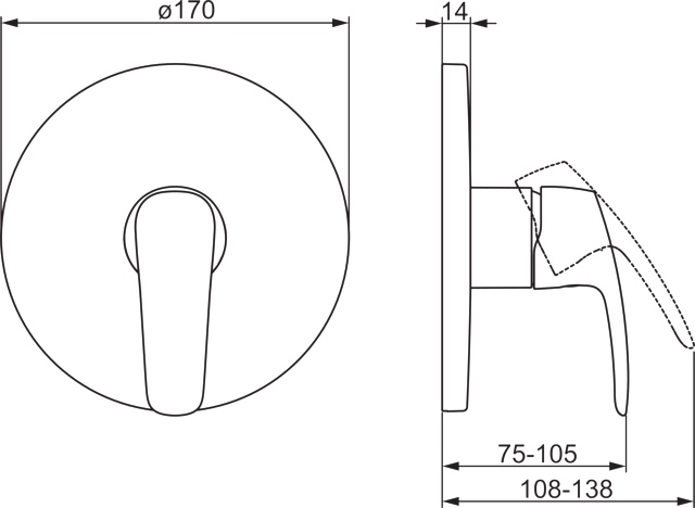 HA Einhebelmischer Fertigmontageset für Brausebatterie HANSAPINTO 8527 Rosette rund Chrom