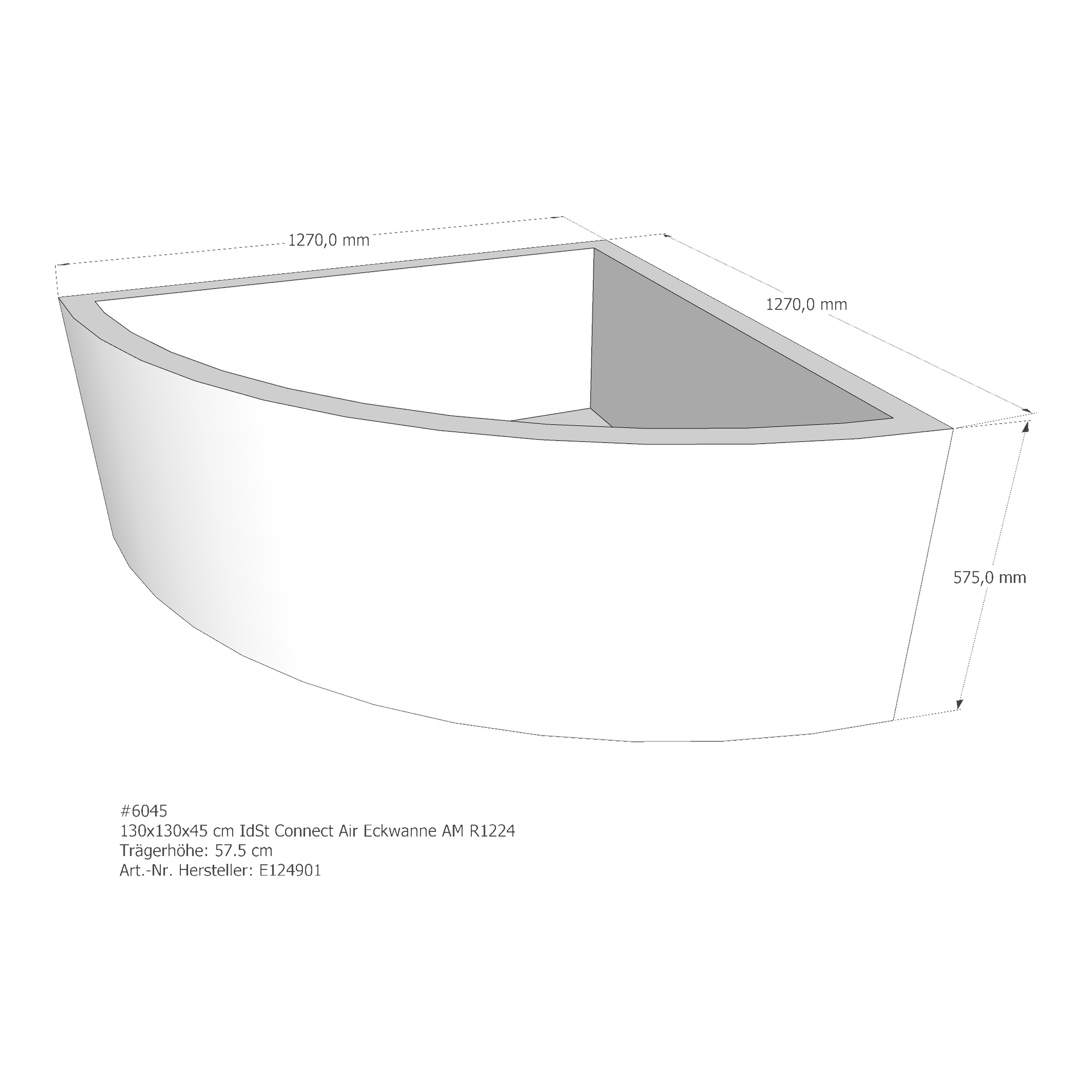 Badewannenträger für Ideal Standard Connect-Air 130 × 130 × 45 cm Badewannenträger für Ideal Standard Connect-Air 130 × 130 × 45 cm