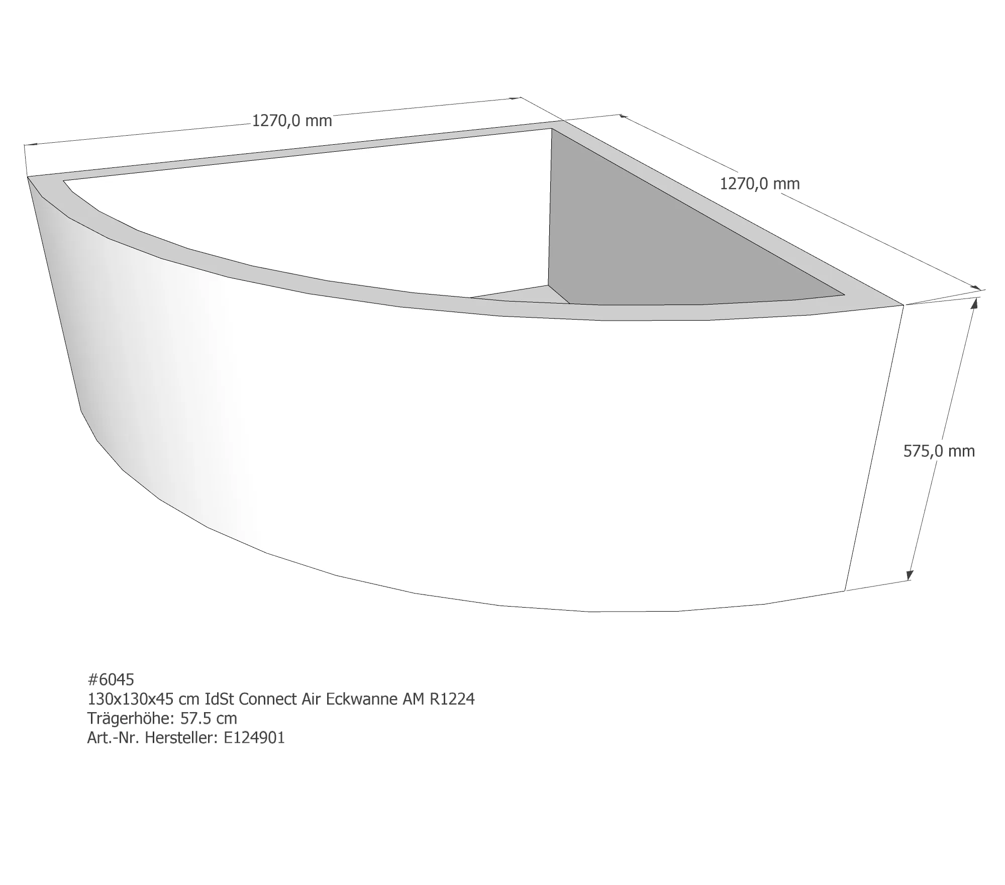 Badewannenträger für Ideal Standard Connect-Air 130 × 130 × 45 cm Badewannenträger für Ideal Standard Connect-Air 130 × 130 × 45 cm