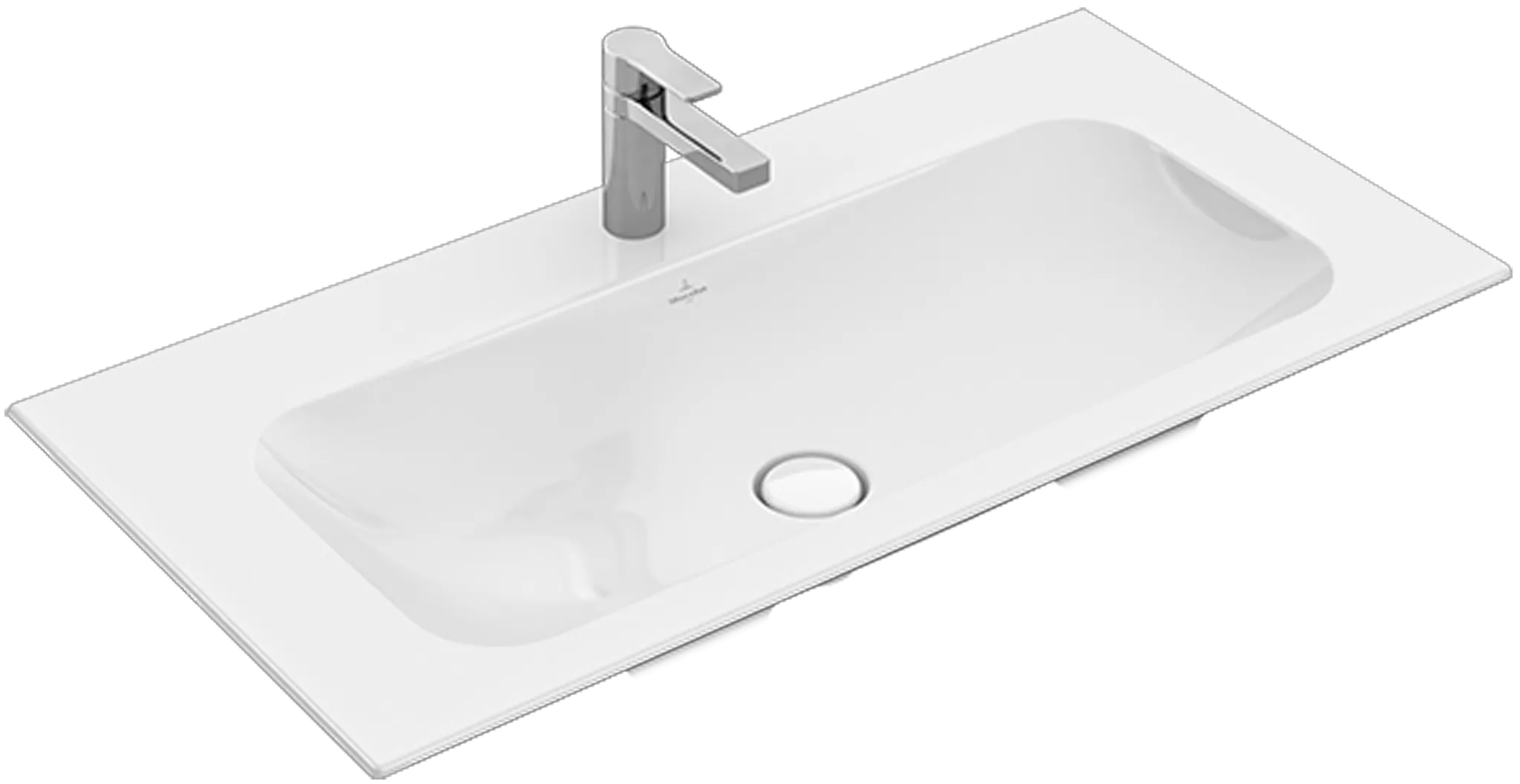 Villeroy & Boch Schrankwaschtisch aus TitanCeram „Finion“ 1000 × 500 × 160 mm, mit Hahnlochbohrung, Hahnlochposition mittig in Pure Black, mit