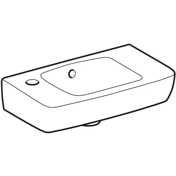 Wandwaschtisch mit Ablagefläche „Renova Compact“, rechteckig, mit Überlauf, Hahnlochposition links, Ablagefläche rechts 45 × 25 cm Wandwaschtisch mit Ablagefläche „Renova Compact“, rechteckig, mit Überlauf, Hahnlochposition links, Ablagefläche rechts 45 × 25 cm