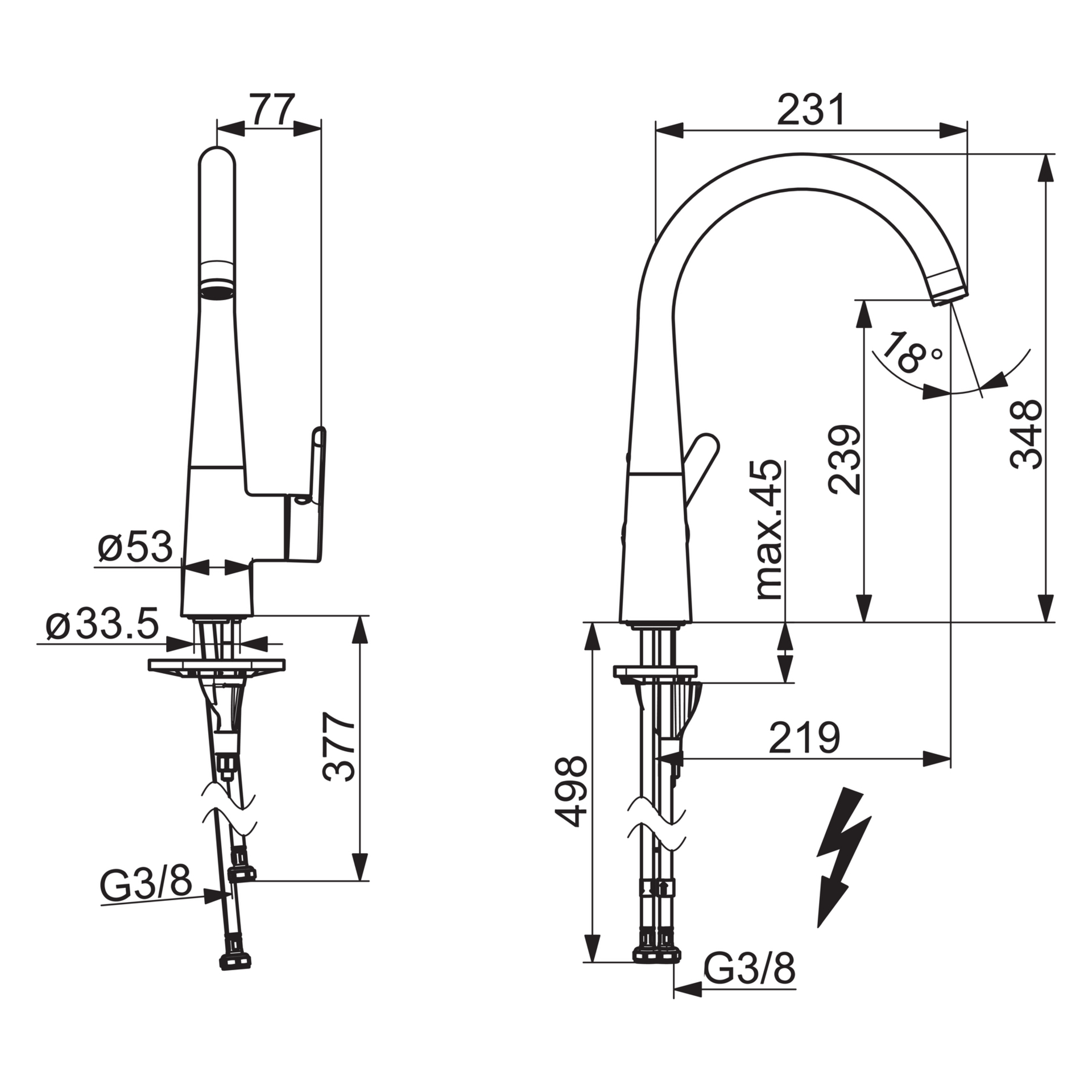 Hansa Einhand-Küchenarmatur Niederdruck „Designo Style“ Ausladung 219 mm in chrom Hansa Einhand-Küchenarmatur Niederdruck „Designo Style“ Ausladung 219 mm in chrom