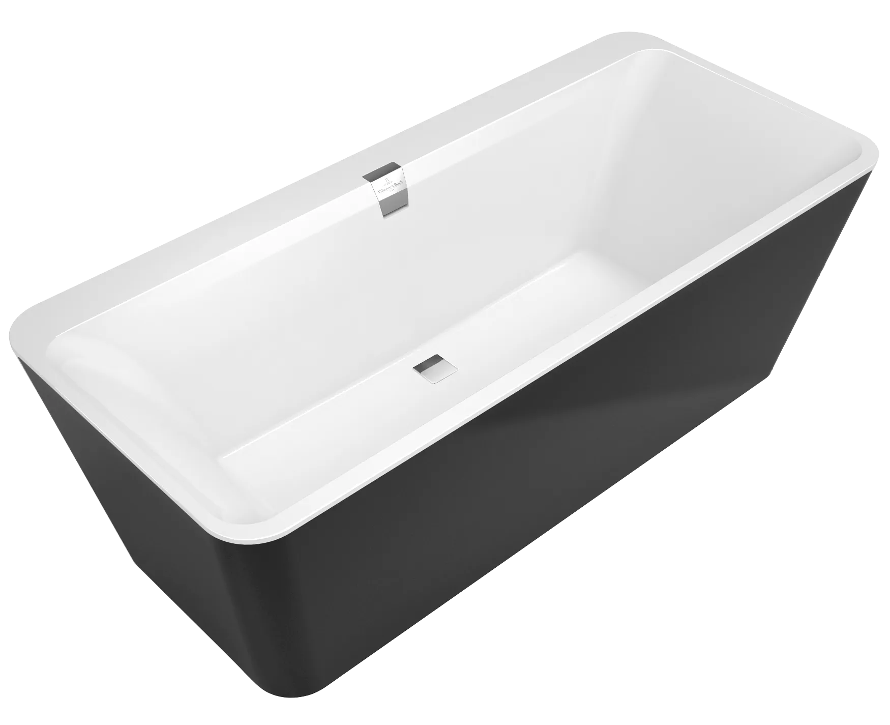 Villeroy & Boch Badewanne „Squaro Edge 12“ inkl. Schürze freistehend rechteck 180 × 80 cm, Mittelablauf in Weiß Alpin