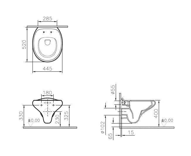 VitrA Istanbul Tiefspüler-Wand-WC Flush 2.0 46 x 52 cm Weiß Hochglanz