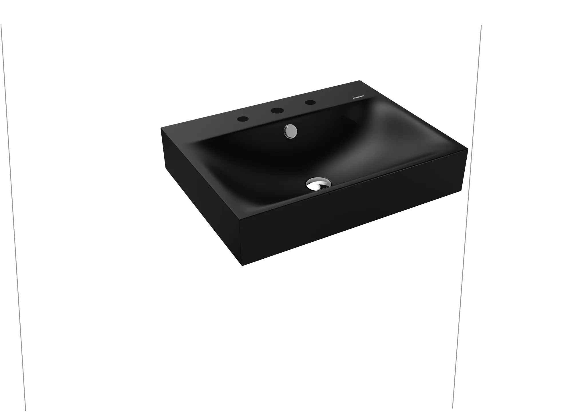 Wandwaschtisch „Silenio“ 600 × 460 mm, ohne Hahnlochbohrung in schwarz matt, mit Perl-Effekt
