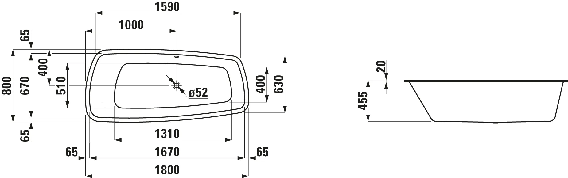 Laufen Palomba Collection Badewanne, 800x1800x455, Sanitäracryl, 20mm Rand, weiß Laufen Palomba Collection Badewanne, 800x1800x455, Sanitäracryl, 20mm Rand, weiß