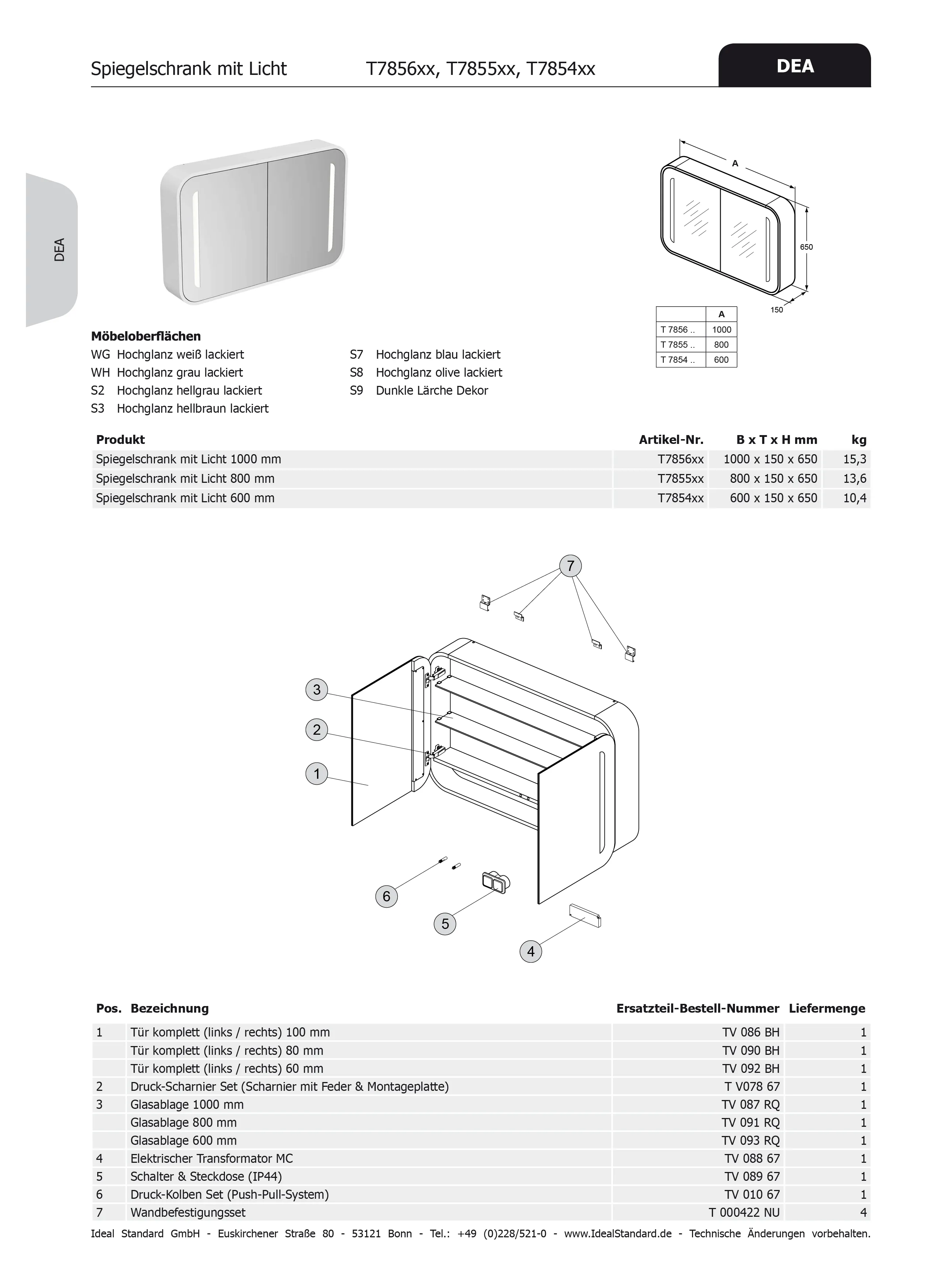 Ideal Standard Glasregal Dea für Spiegel 600 mm – hochwertiges Regal in klarer Optik und stabiler Verarbeitung