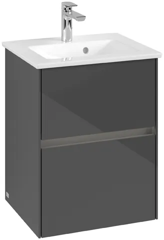 Villeroy & Boch Waschtischunterschrank „Collaro“ 472 × 610 × 404 mm Glossy Grey, mit Beleuchtung, für Becken mittig