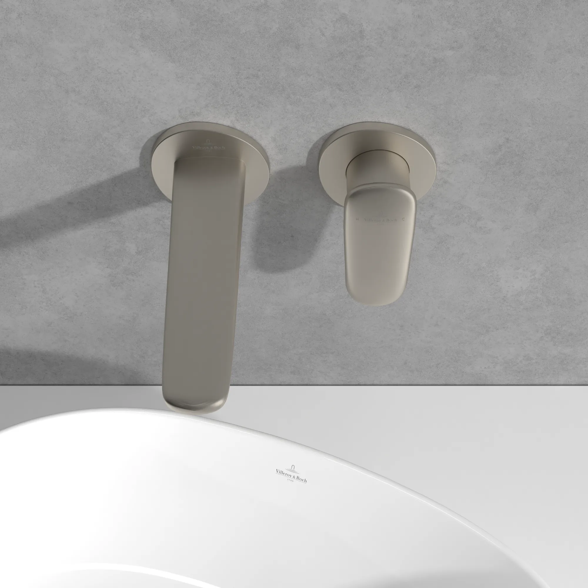 Villeroy & Boch Antao Zweiloch-Einhebel-Waschtischarmatur, Brushed Nickel Matt, 185x223x115 mm, Höhe 115 mm, Wanneneinbaumaß 185x223 mm Villeroy & Boch Antao Zweiloch-Einhebel-Waschtischarmatur, Brushed Nickel Matt, 185x223x115 mm, Höhe 115 mm, Wanneneinbaumaß 185x223 mm
