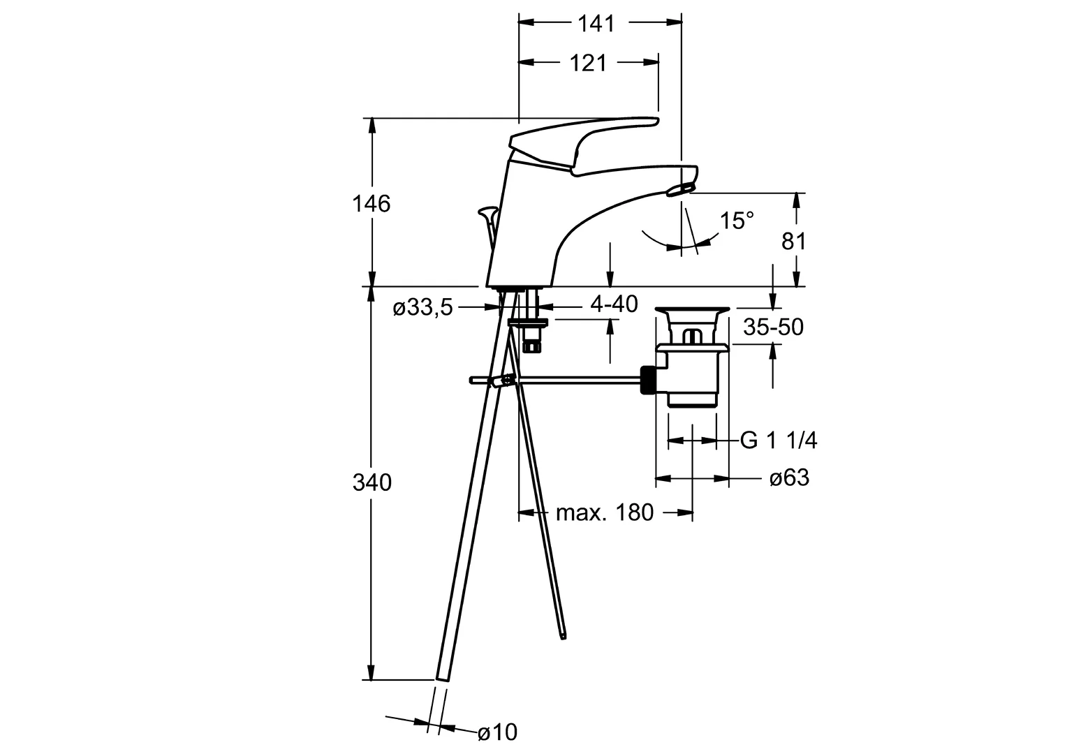 HansaMIX Waschtischarmatur Einhebelmischer HansaMIX 0109 Kupferrohr Zugstangenablaufgarnitur Ausladung 141 mm DN15 Chrom HansaMIX Waschtischarmatur Einhebelmischer HansaMIX 0109 Kupferrohr Zugstangenablaufgarnitur Ausladung 141 mm DN15 Chrom
