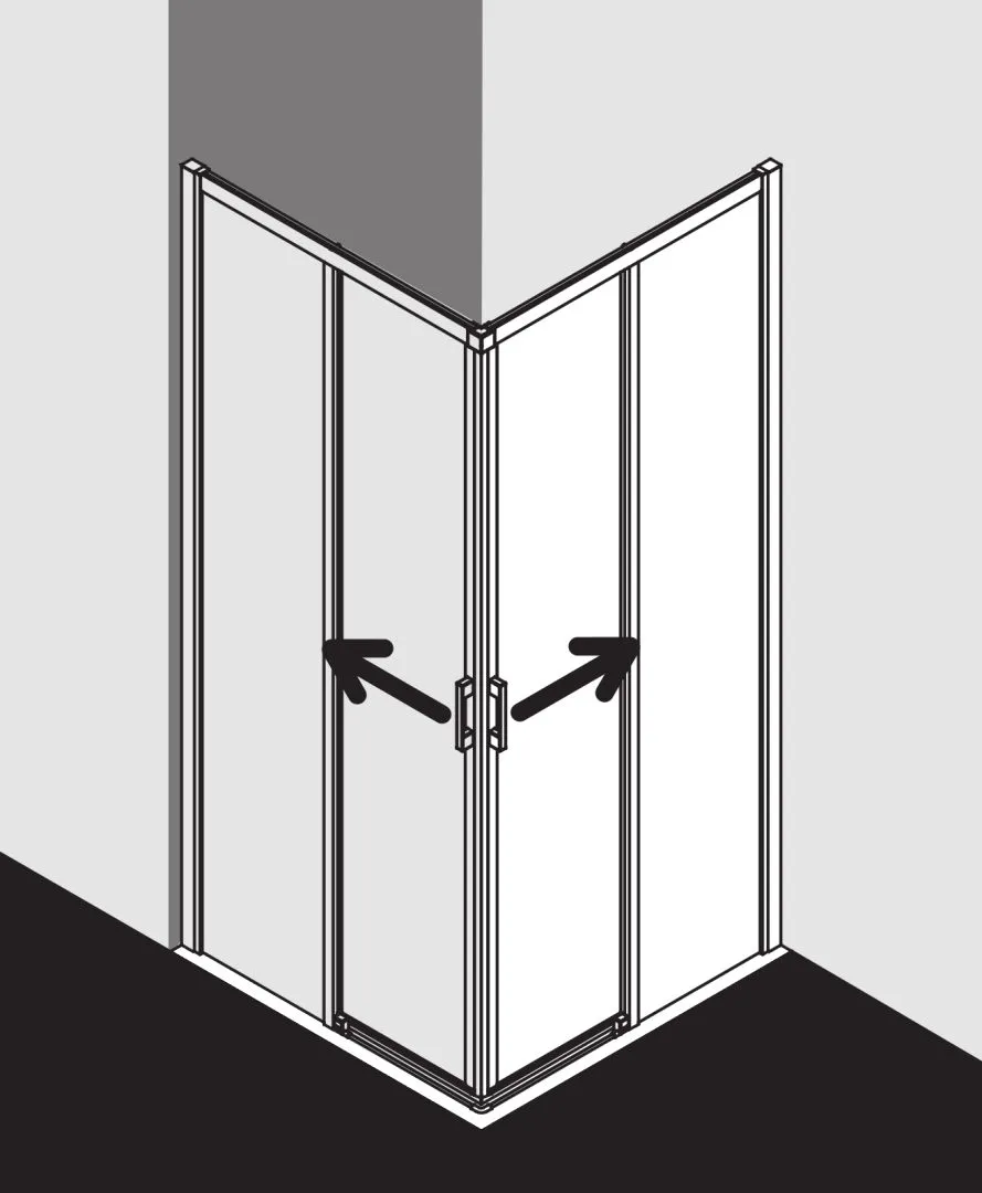 Kermi Duschtür Eckeinstieg 2-teilig (Gleittüren bodenfrei) Halbteil rechts „LIGA“ 185 cm Glas Klar, Profile Silber Mattglanz, Schiebetür zweiteilig