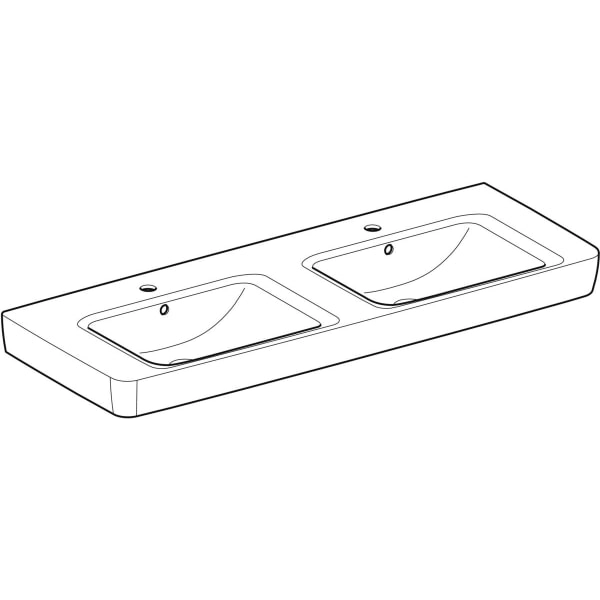 Wandwaschtisch „Renova Plan“, rechteckig, Hahnlochposition links und rechts 130 × 48 cm Wandwaschtisch „Renova Plan“, rechteckig, Hahnlochposition links und rechts 130 × 48 cm