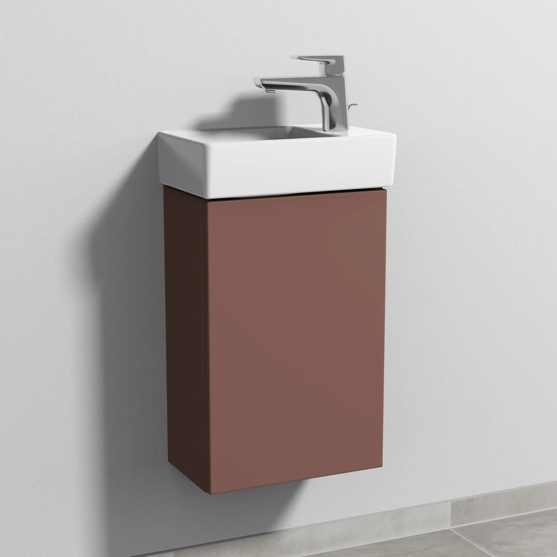 Sanipa Waschtischunterschrank „3way“ passend zu Keramik-Waschtische Avento von Villeroy & Boch 340 × 510 × 202 mm in Wine-Red, Anschlag rechts