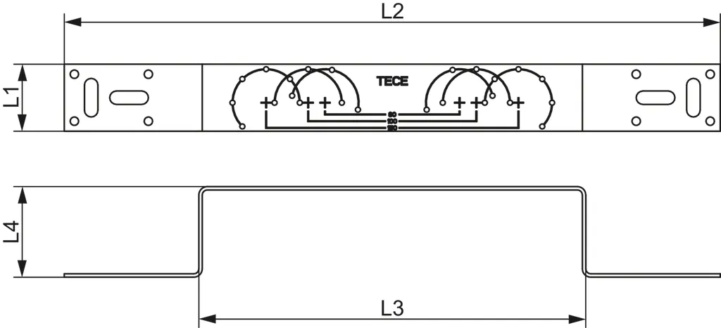 Halter aus verzinktem Stahl, 2-fach gewinkelt, Stichmaße 150 und 80 mm Halter aus verzinktem Stahl, 2-fach gewinkelt, Stichmaße 150 und 80 mm