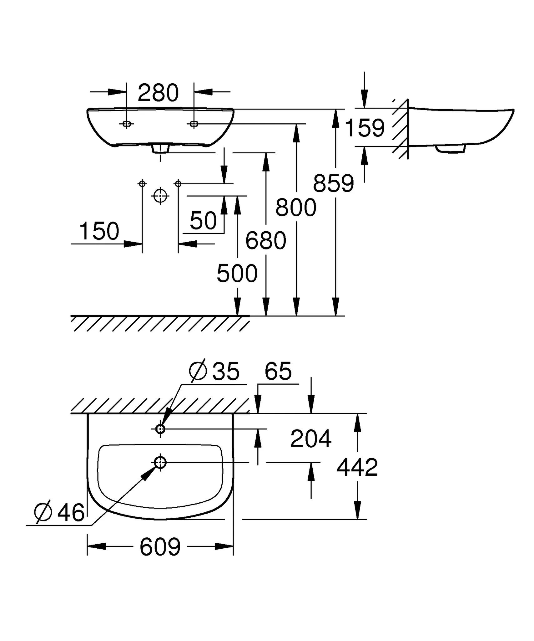 Waschtisch Bau Keramik 39421, wandhängend, 609 x 442 mm, 1 Hahnloch, mit Überlauf, aus Sanitärkeramik, alpinweiß Waschtisch Bau Keramik 39421, wandhängend, 609 x 442 mm, 1 Hahnloch, mit Überlauf, aus Sanitärkeramik, alpinweiß