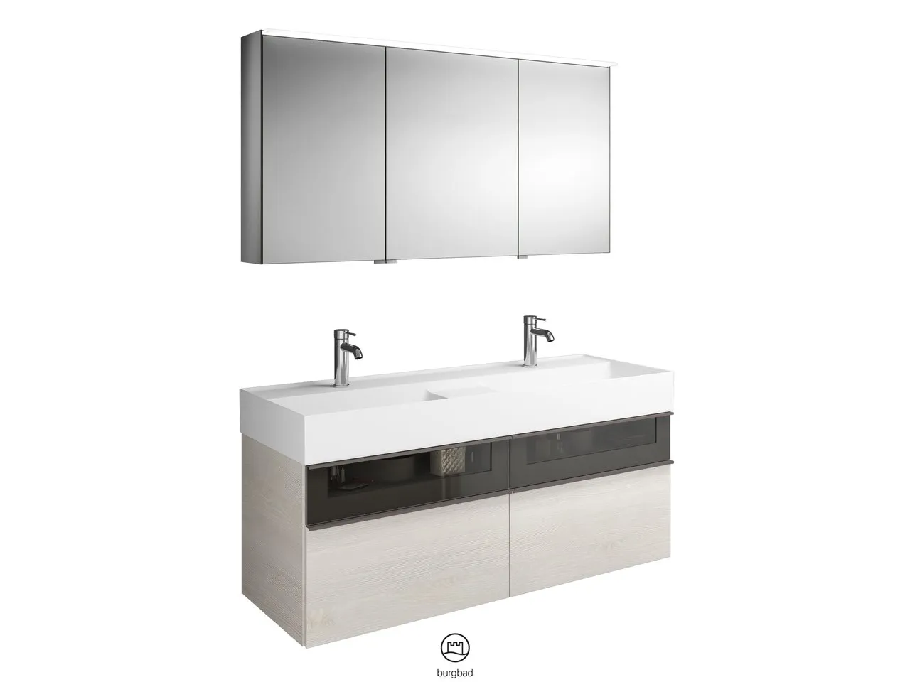 burgbad Badmöbelset „Yumo“ in Eiche Dekor Silber burgbad Badmöbelset „Yumo“ in Eiche Dekor Silber