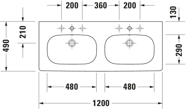 Doppelwaschtisch „D-Code“ 120 × 49 cm