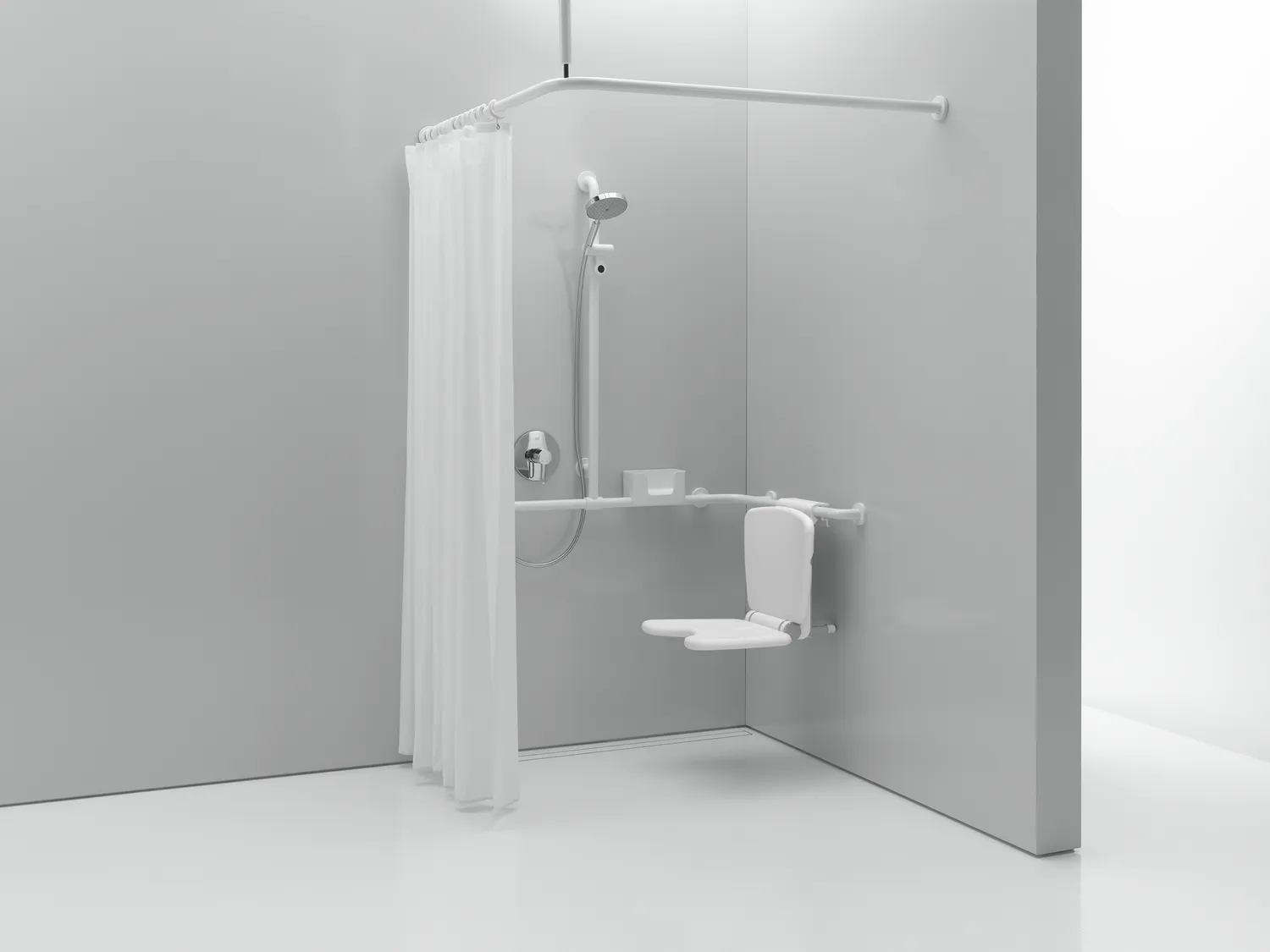 HEWI Duschvorhangstange „Serie 801“ 91,8 × 91,8 cm HEWI Duschvorhangstange „Serie 801“ 91,8 × 91,8 cm