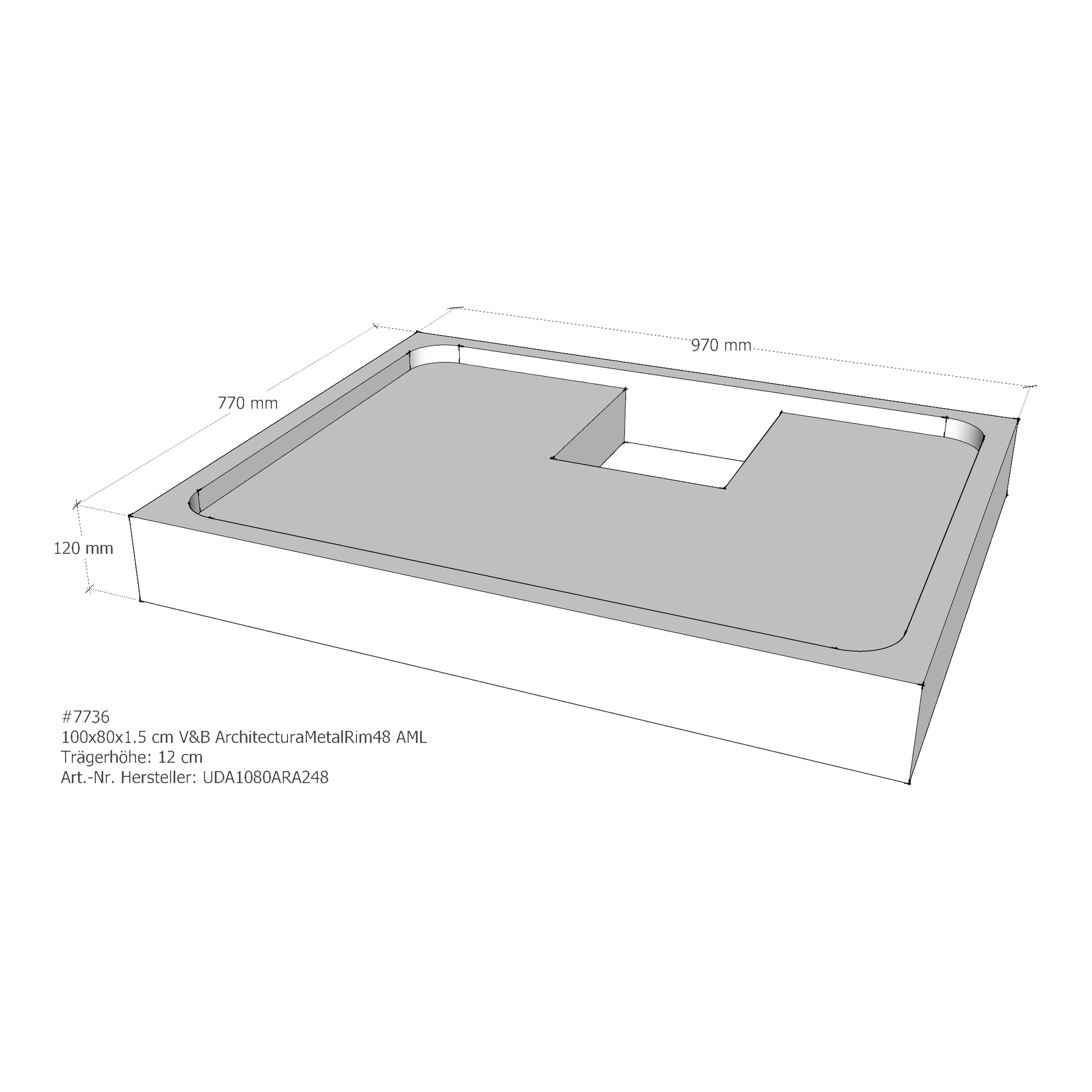 Duschwannenträger für Villeroy & Boch Architectura MetalRim 100 × 80 × 1,5 cm