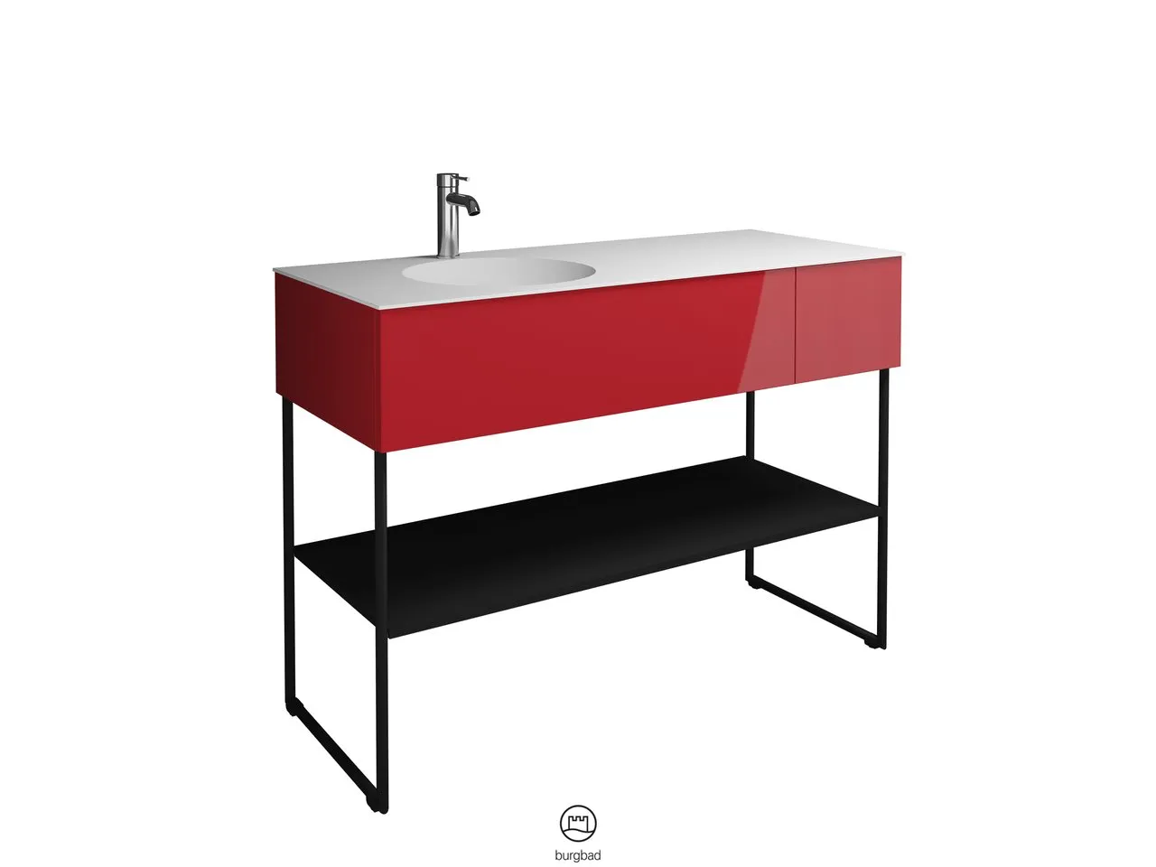 burgbad Coco HGL Waschtischset SFHQ120, Mineralguss, 505x1206x870