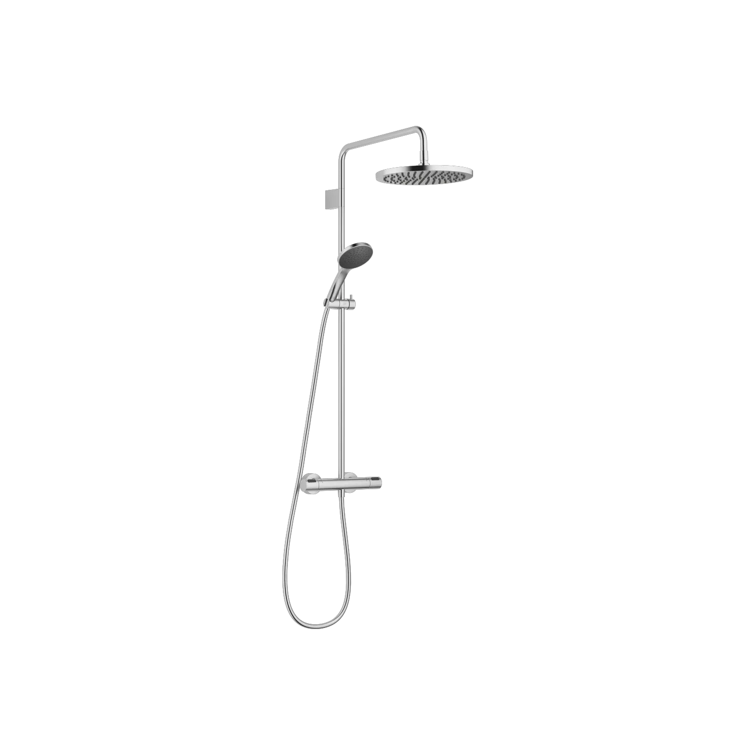Dornbracht Showerpipe SERIENSPEZIFISCH Chrom gebürstet - 300 mm Regenbrause mit Brause-Thermostat und FlowReduce-Funktion