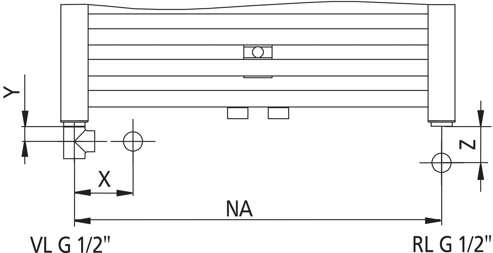 Kermi Design-Heizkörper „Duett®“ 48,4 × 118,8 cm in Weiß