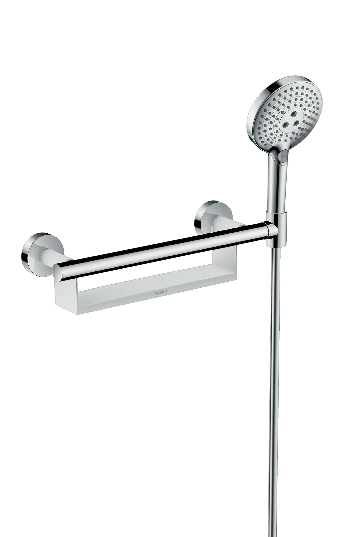 Hansgrohe Unica Haltegriff Comfort mit Ablage und Brausehalter, Weiß/Chrom