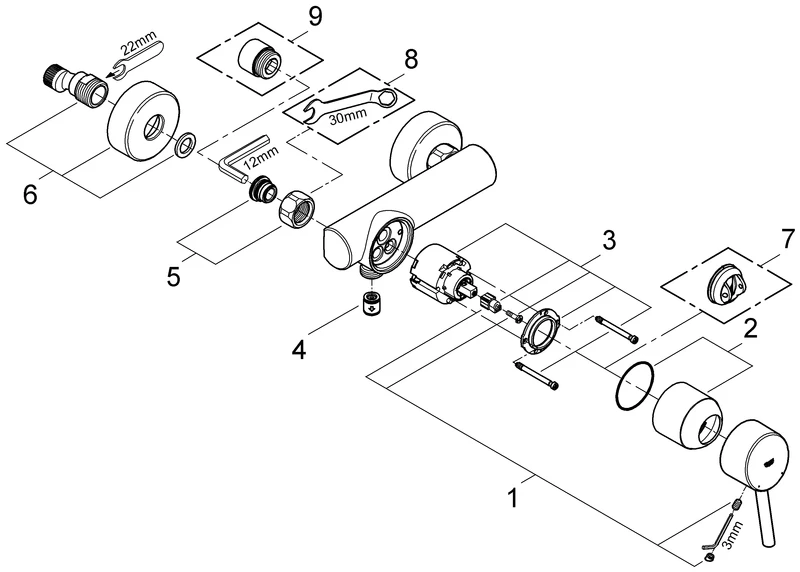 Grohe Concetto Einhand-Brausebatterie, Wandmontage, 46 mm Keramikkartusche, chrom Grohe Concetto Einhand-Brausebatterie, Wandmontage, 46 mm Keramikkartusche, chrom