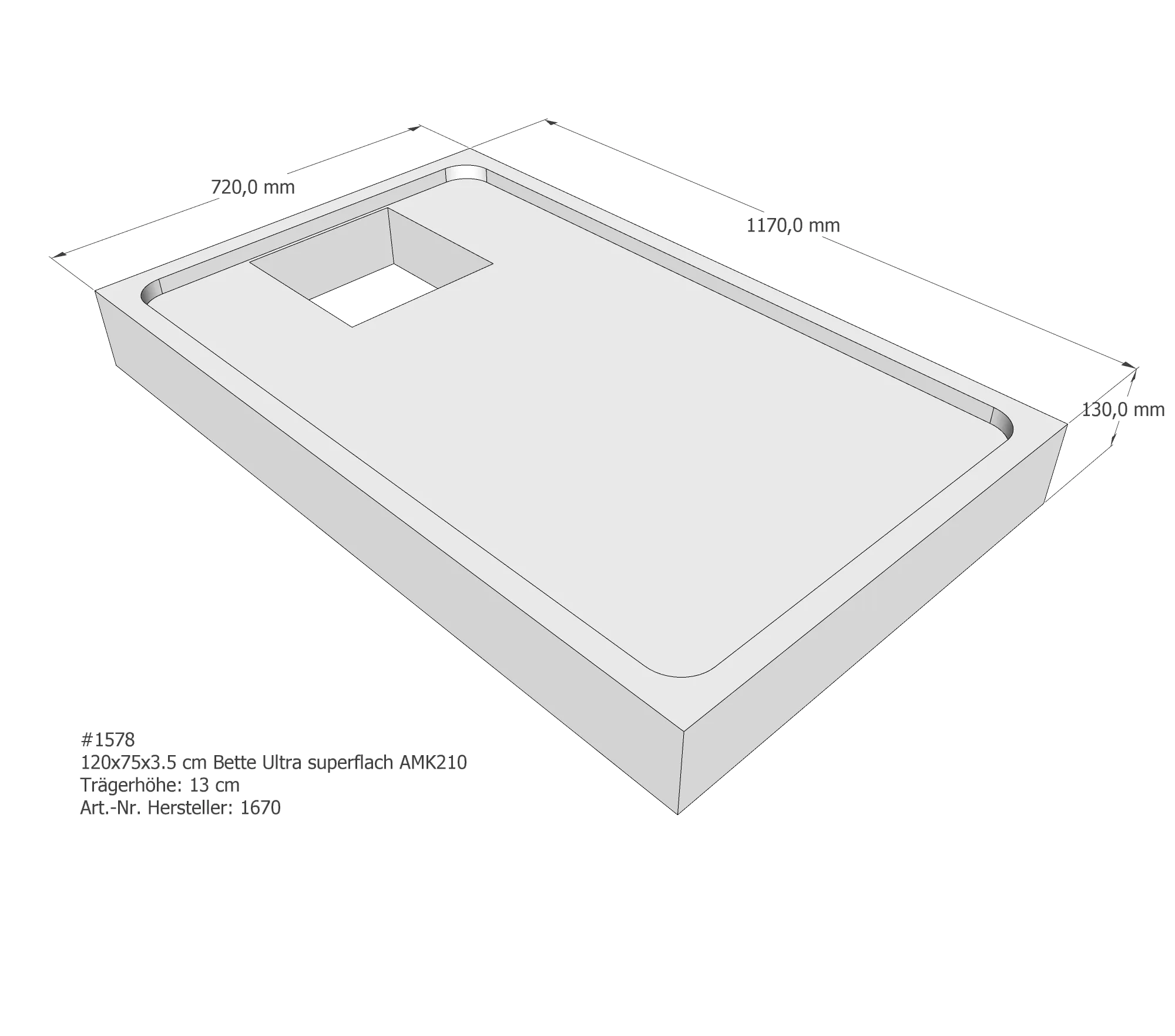 Duschwannenträger passend für Bette BetteUltra (superflach) 120 × 75 × 3,5 cm Duschwannenträger passend für Bette BetteUltra (superflach) 120 × 75 × 3,5 cm