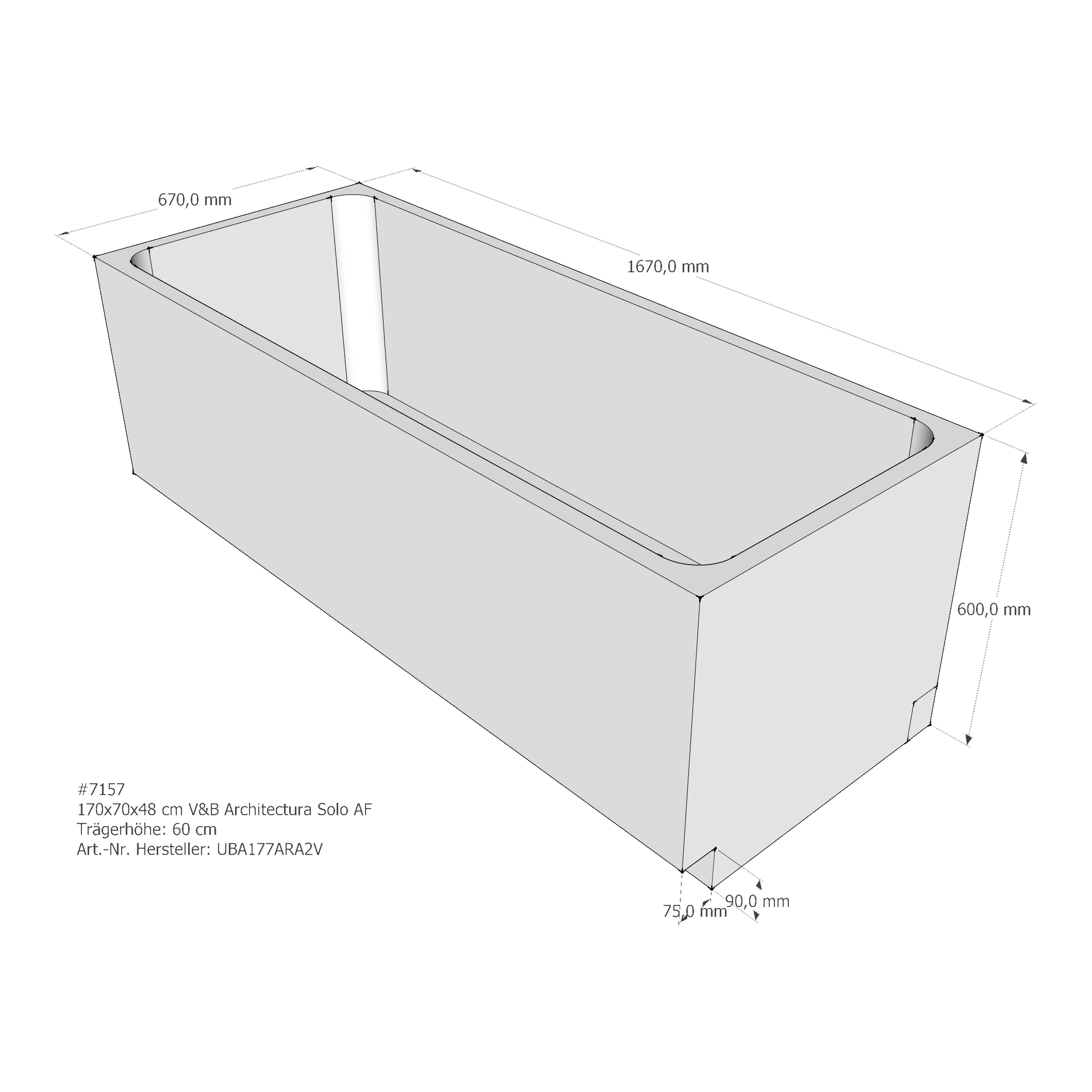 Badewannenträger für Villeroy & Boch Architectura (Omnia) 170 × 70 × 48 cm