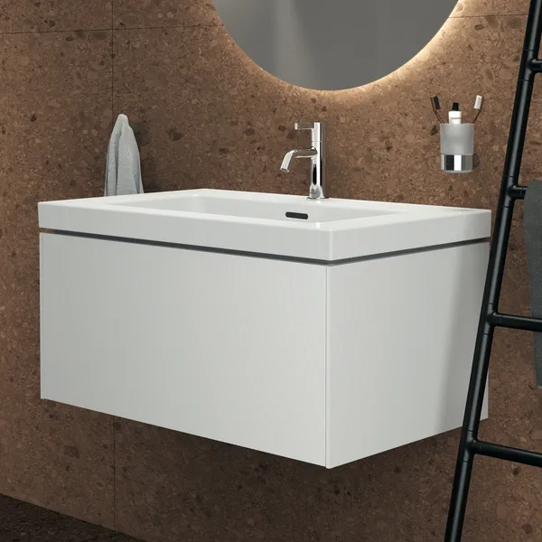 Waschbecken „Extra“ 81 × 51 × 15 cm, Hahnlochposition mittig in Weiß Waschbecken „Extra“ 81 × 51 × 15 cm, Hahnlochposition mittig in Weiß