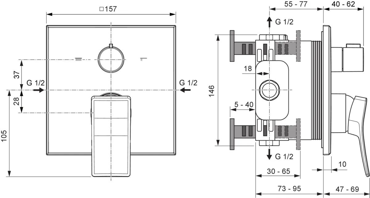 Ideal Standard Badearmatur Unterputz Conca Chrom - Wandmontage für präzise Installation Ideal Standard Badearmatur Unterputz Conca Chrom - Wandmontage für präzise Installation