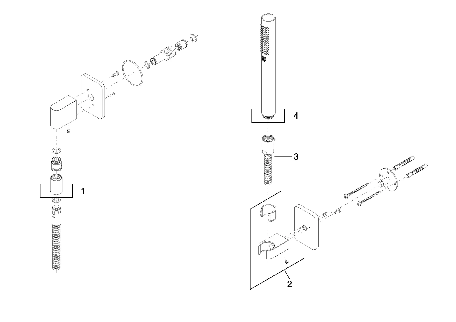 Schlauchbrausegarnitur mit Einzelrosetten LULU Chrom 27808710 Schlauchbrausegarnitur mit Einzelrosetten LULU Chrom 27808710