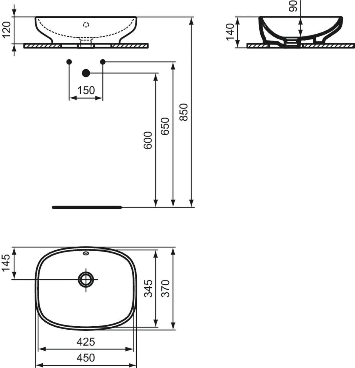 Waschbecken „i.lifeB“ 45 × 37 × 14 cm Waschbecken „i.lifeB“ 45 × 37 × 14 cm