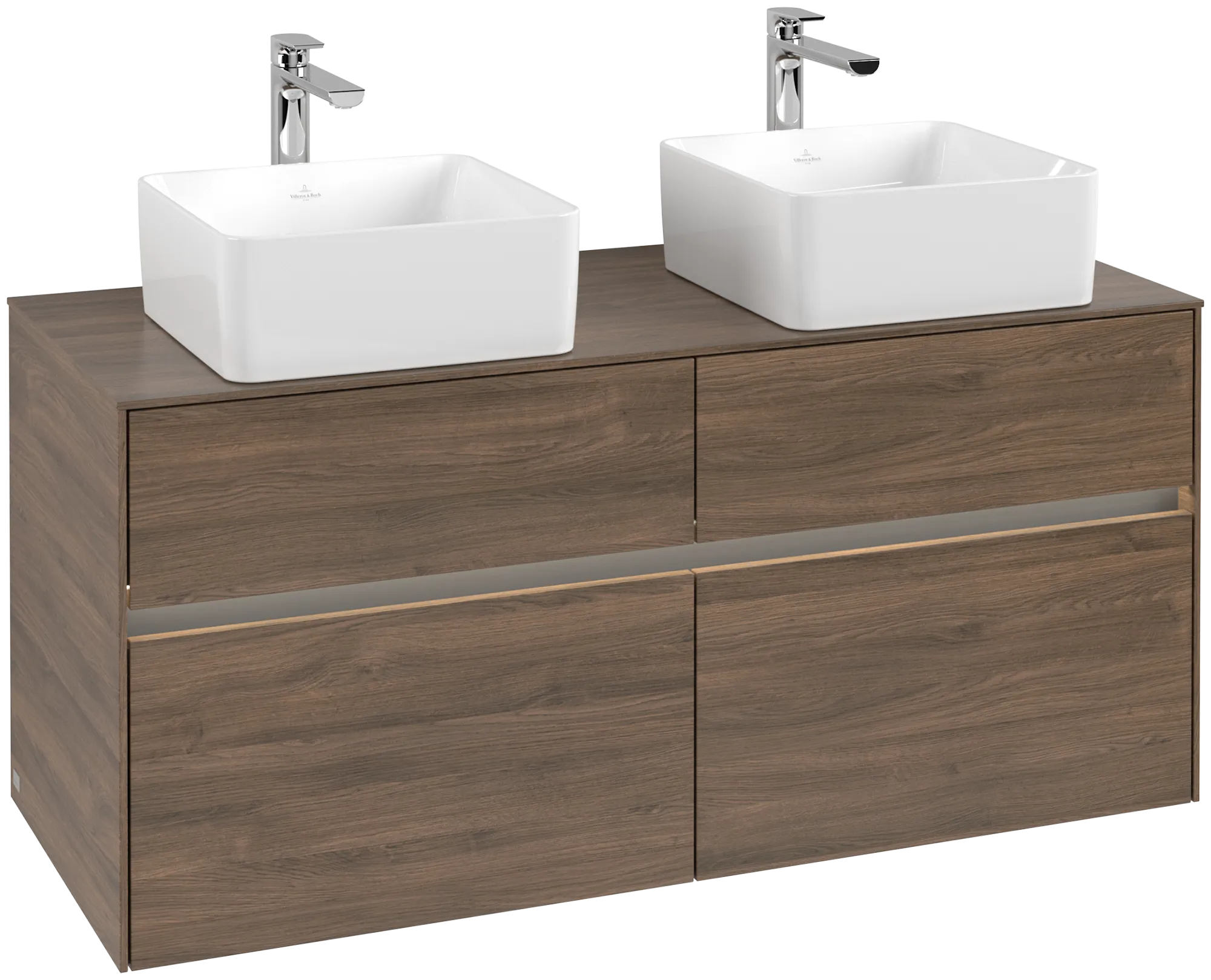 Villeroy & Boch Waschtischunterschrank „Collaro“ 1200 × 548 × 500 mm Arizona Oak, mit Beleuchtung, für links und rechts