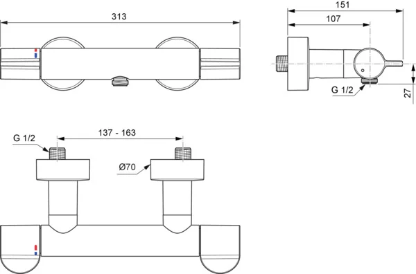 Ideal Standard Ceraplus Safe Brausethermostat mit thermischer Desinfektion und Chrom-Entkopplung - für sicheres und hygienisches Duschen