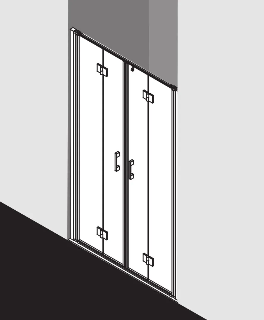 Kermi Duschtür Pendel-Falttür 4-teilig für Nische und Ecke „LIGA“ 185 cm Glas Klar, Profile Silber Mattglanz, Falttür Kermi Duschtür Pendel-Falttür 4-teilig für Nische und Ecke „LIGA“ 185 cm Glas Klar, Profile Silber Mattglanz, Falttür