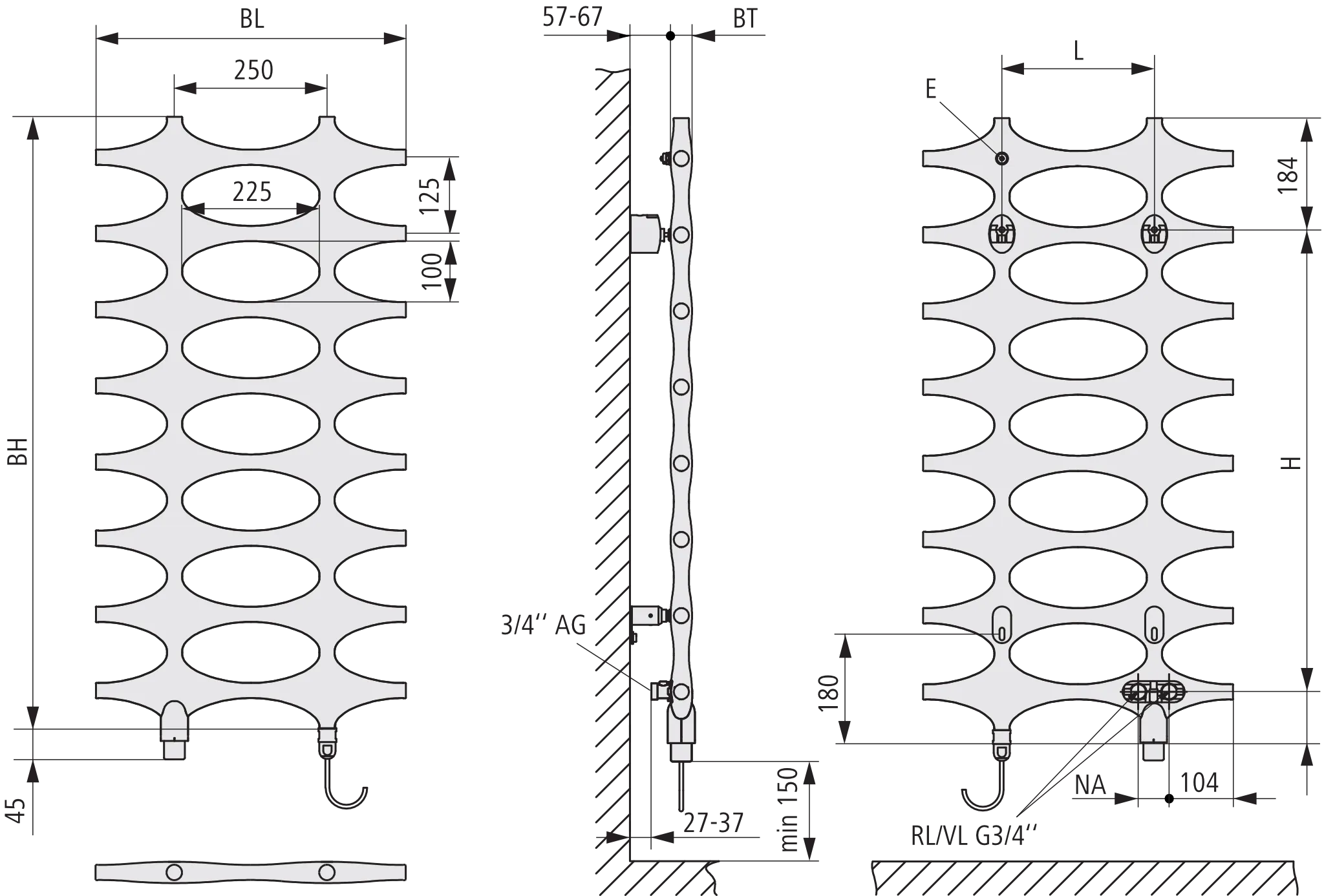 Kermi Design-Heizkörper „Ideos®-V“ Elektro-Zusatzbetrieb 50,8 × 115,1 cm in Weiß