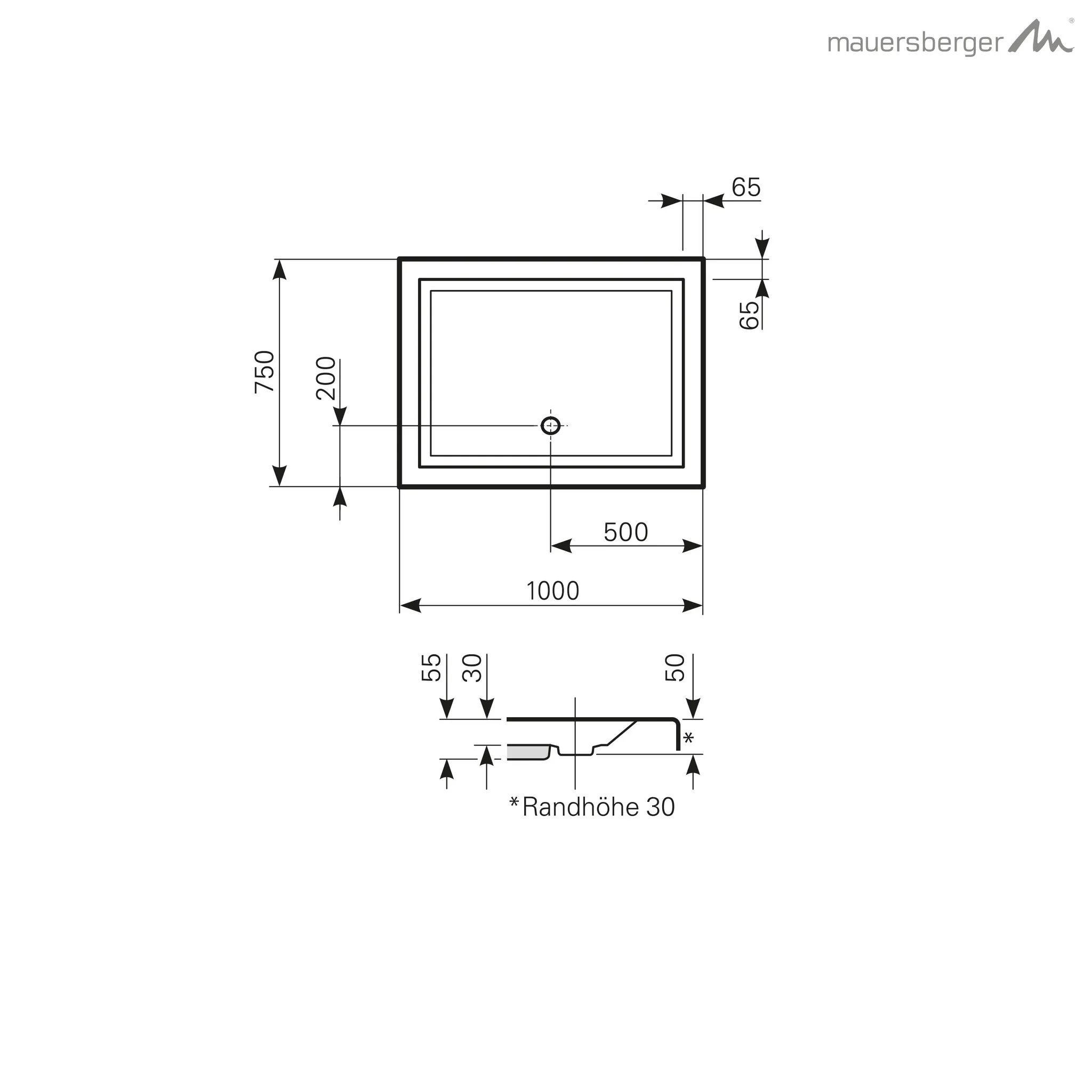 Mauersberger litop Acryl-Duschwannen-Einheit litop 100⁄75 1-teilig mit Dichtvlies, weiß Mauersberger litop Acryl-Duschwannen-Einheit litop 100⁄75 1-teilig mit Dichtvlies, weiß